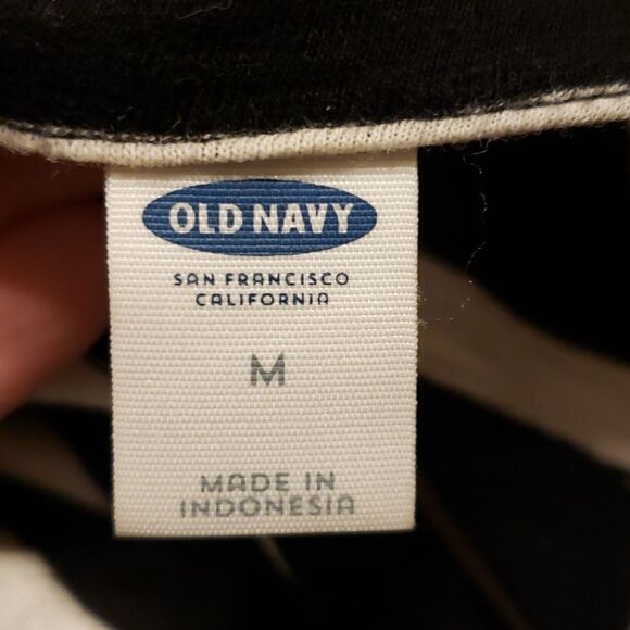 OLD Navy black and cream striped shirt. Medium - Picture 3 of 7